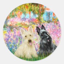 Scottish Terrier (two BW) - Garden Round Sticker
