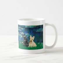 Scottish Terrier (two-BW) - Lilies 5 Mugs