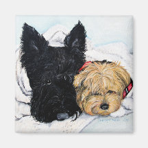 Scottish Terrier & Yorkie Best Friends Refrigerator Magnet