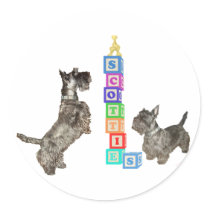 Scottish Terriers Alphabet Blocks Round Stickers