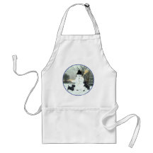 Scottish Terriers Build a Snowman Aprons