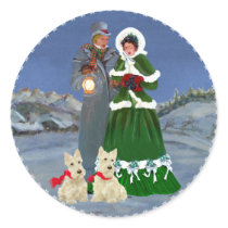 Scottish Terriers Christmas Carols Round Sticker