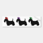 Scottish Terriers in Fun Coloured Plaid Hat Bumper Sticker