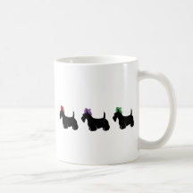 Scottish Terriers in Fun Coloured Plaid Hat Mugs