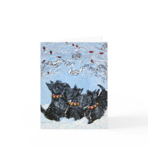 Scottish Terriers in the snow! Greeting Card