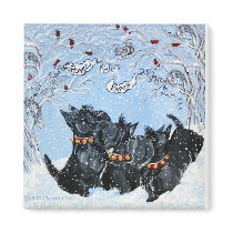 Scottish Terriers in the snow! Refrigerator Magnets