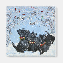 Scottish Terriers in the snow! Refrigerator Magnets