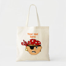 Scowling Boy Cute Pirate Stuff Customizable Tote Bag