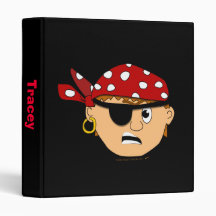 Scowling Boy Cute Pirate Stuff Customizable Vinyl Binder