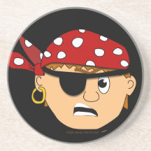 Scowling Boy Cute Pirate Stuff Customizable Drink Coaster