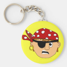 Scowling Boy Cute Pirate Stuff Customizable Key Chain