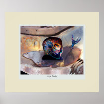 Scrap metal fantasy with head and pool print