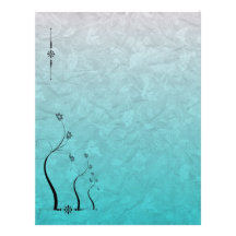 Scrapbook Paper Teal Grapevine Floral Custom Letterhead