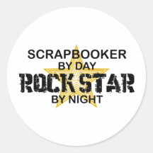 Scrapbooker Rock Star by Night Round Stickers