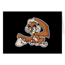 scratching head goofy monkey greeting cards