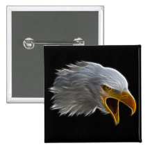 Screaming American Bald Eagle Head Pin