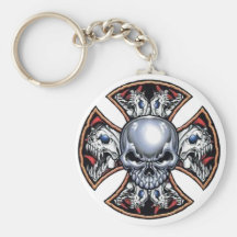 Screaming Iron Skull Key Chain