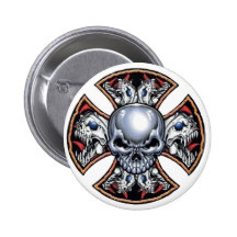 Screaming Iron Skull Pinback Buttons