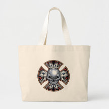 Screaming Iron Skull Tote Bags