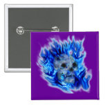 Screaming Skull & Flames Spooky Gift Button