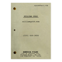 Screenplay Vintage Wide Business Cards