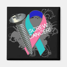 Screw Cancer - Grunge Thyroid Cancer Magnets