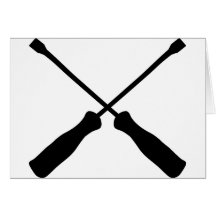 screw driver crossed tools bw greeting cards