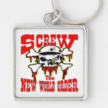 Screw The New World Order Skull Keychains