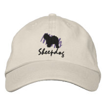 Scribbled Old English Sheepdog Embroidered Hats