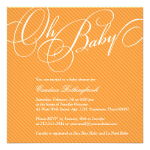 Script Diagonals in Apricot Baby Shower Invitation