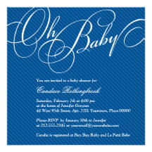 Script Diagonals in Cobalt Baby Shower Invitation