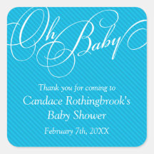 Script Diagonals in Cyan Baby Shower  Sticker