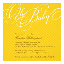 Script Diagonals in Gold Baby Shower Invitation