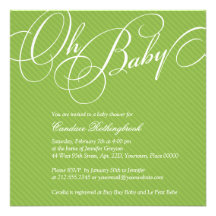 Script Diagonals in Lime Baby Shower Invitation