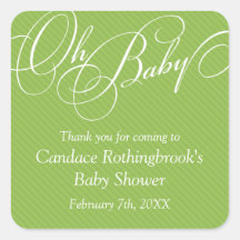 Script Diagonals in Lime Baby Shower  Sticker