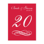Script Flourish Table Numbers (Red / White) postcards