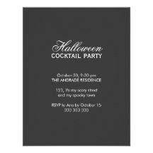 Script Font Black White Halloween Cocktail Party Personalized Announcements