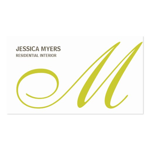 Script Monogram Business Card (Lime)