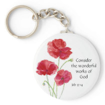 Scripture, Inspirational, Quote, Flower, Poppy Keychains