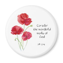 Scripture, Inspirational, Quote, Flower, Poppy Refrigerator Magnets