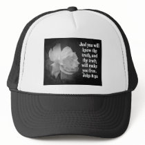 SCRIPTURE John 8:32  Black / White Flowers Hats