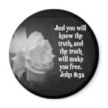 SCRIPTURE John 8:32  Black / White Flowers magnets