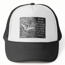 SCRIPTURE PSALM 63:7 W/ BUTTERFLIES TRUCKER HATS