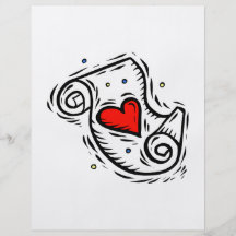 Scroll heart white flyer design