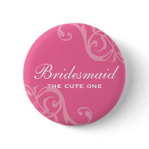 Scroll pink wedding name tag badge pin button