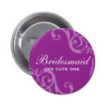 Scroll purple wedding name tag badge pin button