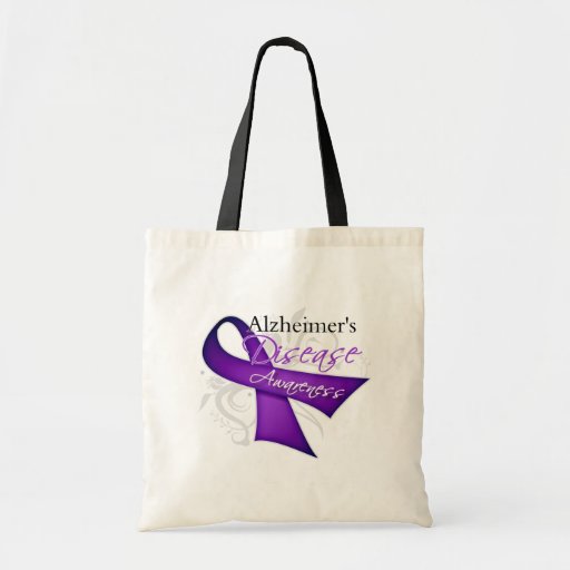 Scroll Ribbon - Alzheimer's Disease Awareness Canvas Bags