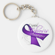 Scroll Ribbon - Cystic Fibrosis Awareness Key Chains