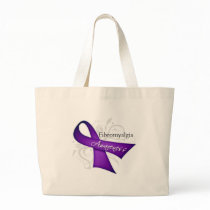 Scroll Ribbon - Fibromyalgia Awareness Tote Bags