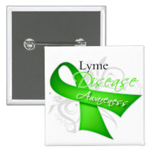 Scroll Ribbon - Lyme Disease Awareness Pinback Buttons